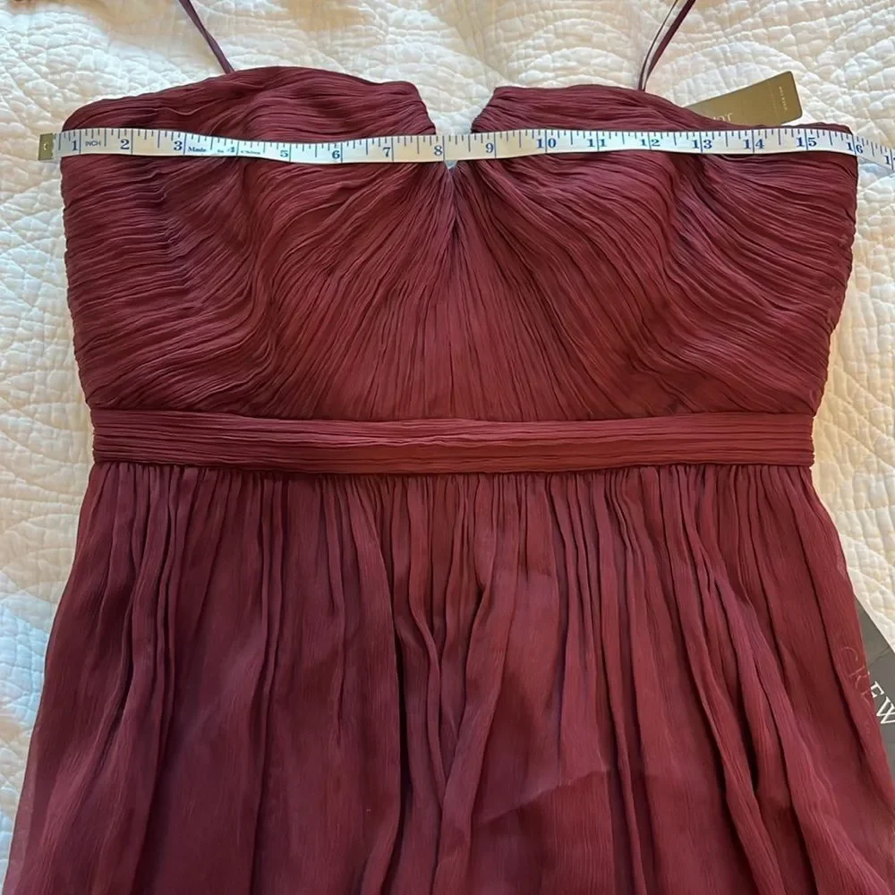 J Crew Women's Nadia Silk Chiffon Dress Cocktail Party Wedding Burgundy Sz 6 NWT - Picture 8 of 15